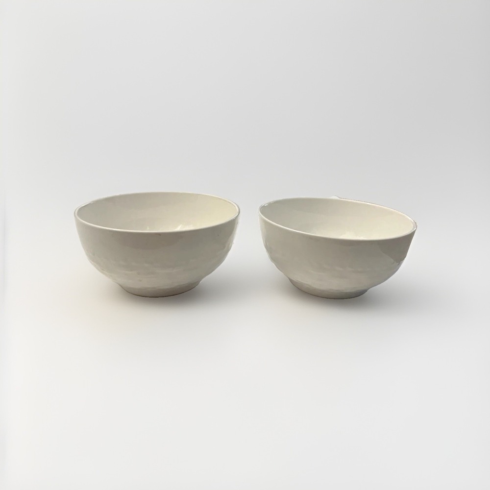 Gibson White Ceramic Fruit Dessert Bowl Set 2-Piece Glossy Stackable Round